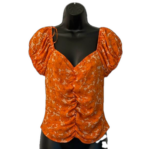 Sienna Sky Short Sleeve Blouse Orange Women Size Medium